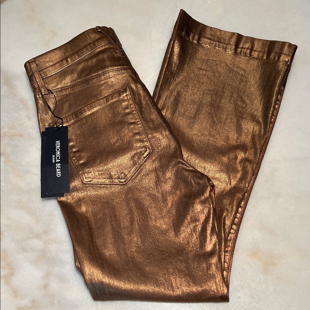 Veronica Beard Metallic Gold Jeans